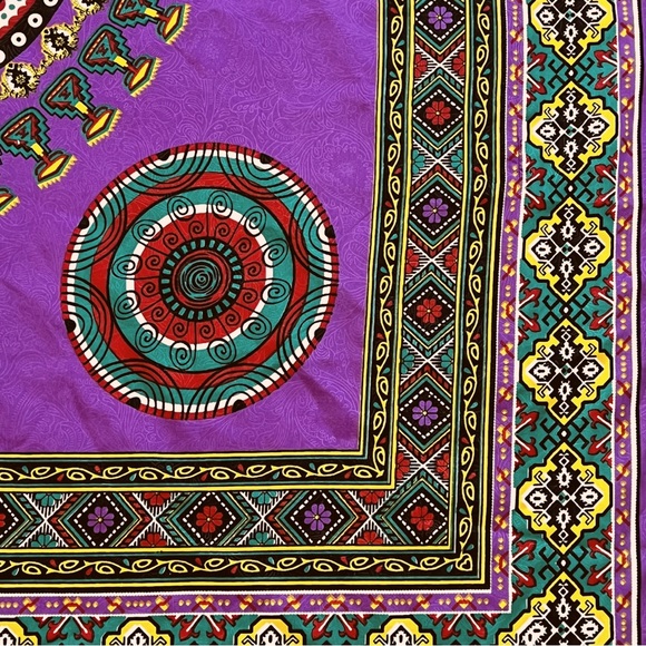 Sante Classics Kaftan One Size Maxi Cover Up Pullover Tribal Paisley Housedress - Picture 7 of 10